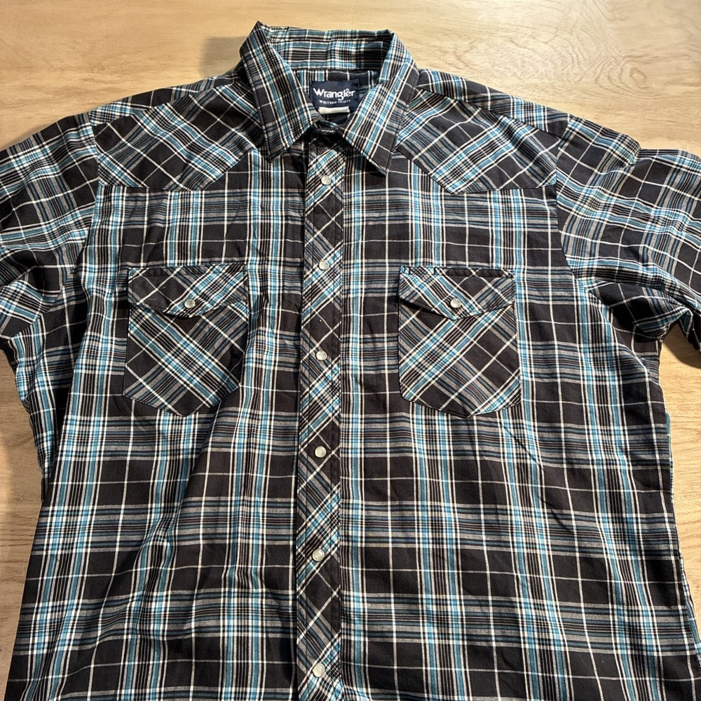 Wrangler Western Shirts Pearl Snap Button‎ Up Long Sleeve Shirt Size Men's Large